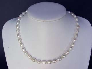 Necklace Fresh Water Pearl White 10mm Rice Strand  
