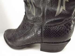 Mens boots black Tony Lama 10.5 EE snakeskin leather cowboy western 