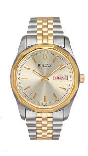 Bulova Mens Two Tone Silver Dial Day Date 98C002 Watch  