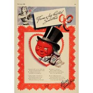  Juice Can Top Hat Man Valentine   Original Print Ad