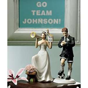  No. 1 Fan Bride and Soccer Groom Cake Topper