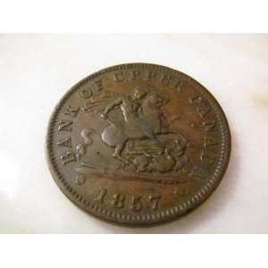    1857 Bank of Upper CANADA One Penny Bank Token 