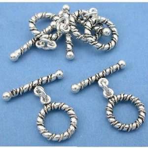    Sterling Silver Twisted Bali Toggle Clasps Approx 5