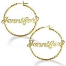 14k Gold Over Sterling Silver Bamboo Name Earring  