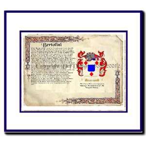  Bertolini Coat of Arms/ Family History Wood Framed