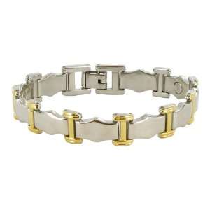   Tone Link Magnetic Bracelet 7.75 Long with Fold over Clasps Jewelry