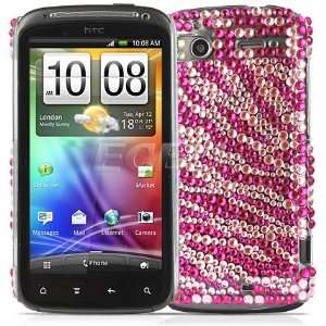  Ecell   HOT PINK ZEBRA BLING BACK CASE COVER FOR HTC 