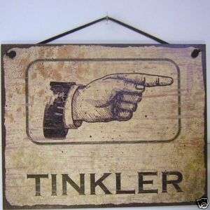 SIGN TINKLER bathroom vintage hand pointing RIGHT 560L  