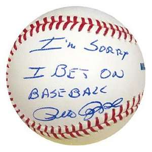 Pete Rose Im Sorry I Bet on Baseball Autographed / Signed Baseball 