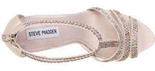   Steve Madden SHOWSTOP Platform T Strap Dress Sandal Satin Champaign