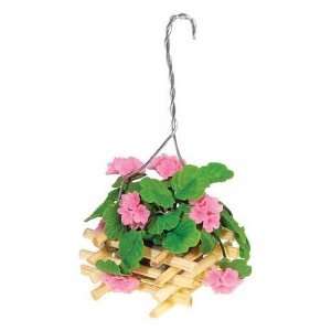   Miniature Hanging Ivy Geranium in Stained Wooden Basket Toys & Games