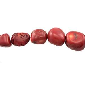  Jumbo Dyed Red Sea Bamboo Coral Nuggets   16 Inch Strand 
