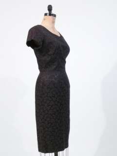   black floral brocade bombshell dress wiggle hourglass Flair of Miami L