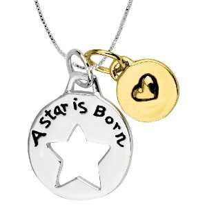   Plated Sterling Silver A Star Is Born Two Tone Charm Necklace, 18