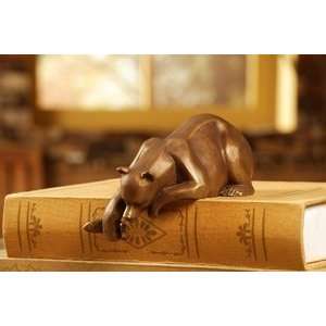  Bronze Fishing Bear Statue Shelf Sitter
