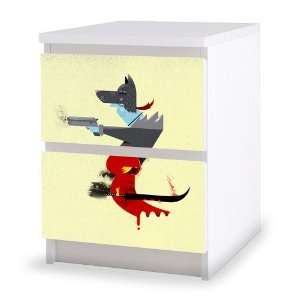  red and wolf Decal for IKEA Malm Dresser 2 Drawers