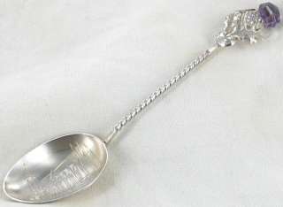ANTIQUE SCOTTISH AMETHYST THISTLE STERLING SILVER SPOON  