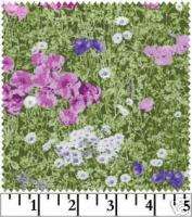 WALK IN THE WOODS Cotton Quilt Fabric VIOLET FLOWERS  