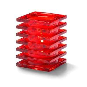  Stacked Square Lamp, Glass, Ruby