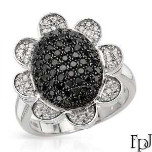  FPJ 14K White Gold 1.11 CTW Color Black Opaque Diamond and 