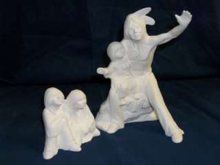 CERAMIC BISQUE INDIAN STORYTELLER & KIDS~READY TO PAINT  