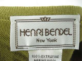 HENRI BENDEL Green Wool V Neck Sweater Top Size S  