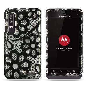  Motorola Droid 3 Black Silver 2D Floral Network Premium Design 