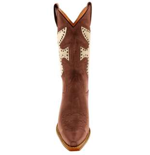 New FRYE Daisy Duke Chocolate / Gold Leather Western Boots 10 M $479 