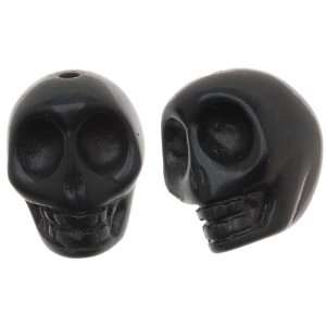  Black Jasper Gemstone Beads Carved Skulls 14x20mm (10 