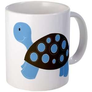  Mod Brown and Blue Turtle Ceramic Coffee Mug Kitchen 