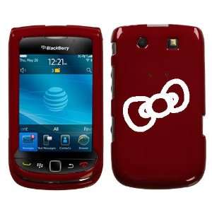  BLACKBERRY TORCH 9800 WHITE BOW OUTLINE ON A RED HARD CASE 