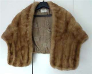 MINK fur wrap BOLERO  color CHAMPAGNE size  M VINTAGE NEEDS REPAIR 