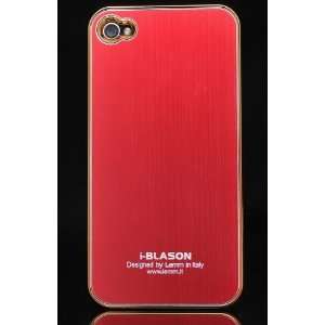  i BLASON iPhone 4 Case Brushed Aluminum Red Free Screen 