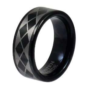   Carbide Black Plated Checkered Argyle Ring   Size 12.5 Jewelry