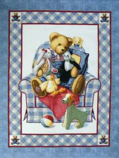 BJ Teddy Chair Bear Baby Panel Cheater Fabric Material Crib Quilt Top 