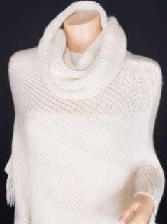  Knit Long Turtleneck Fringes Poncho Sweater Top  