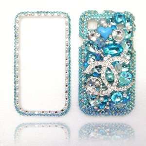 24 48 hours   3D Blue Bling Chanel Swarovski Crystals Cell Phone Case 