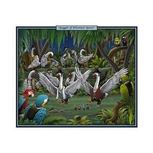 Gaggle of Klezmeer Geese   12x18 Framed Print in Gold Frame (17x23 