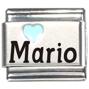  Mario Light Blue Heart Laser Name Italian Charm Link 