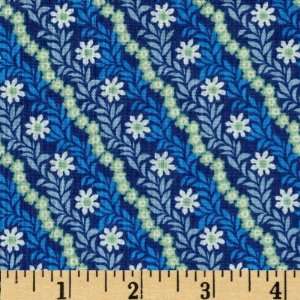   Diagonal Floral Blue Fabric By The Yard Arts, Crafts & Sewing
