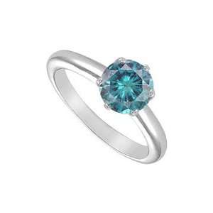  Blue Diamond Solitaire Ring  14K White Gold   2.00 CT 