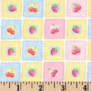  44 Wide Sweet Cakes Fruit Squares Yellow Fabric By The 