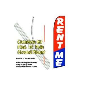  Rent Me Feather Banner Flag Kit (Flag, Pole, & Ground Mt 