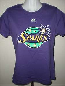 NEW Los Angeles Sparks YOUTH GIRLS Large 14 Purple Adidas T Shirt 1SN 