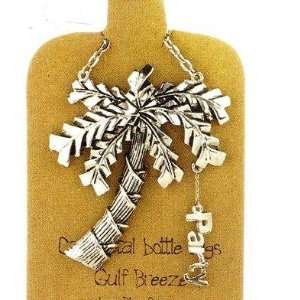  Tropical Metal Palm Tree Party Wine Bottle Tag Kitchen 