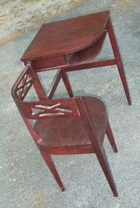   Deco Mahogany HINGED Telephone Table Hidden Chair Gossip Bench  