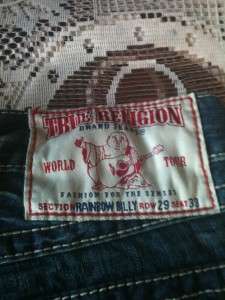 True Religion Jeans Mens Rainbow Billy Brown Horseshoe 29/33 Dark Wash 