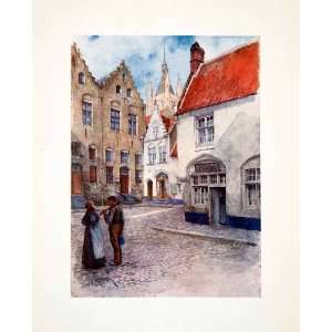  1906 Color Print Ypres Belgium Flemish Flanders Place 