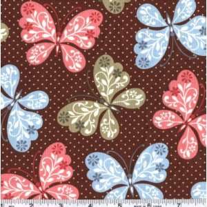  45 Wide Close To My Heart Butterflies Brown Fabric By 