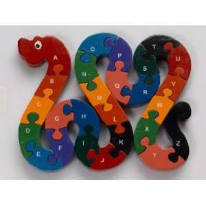  Alphabet Snake Wooden Chunky Puzzle Painted Toys & Games